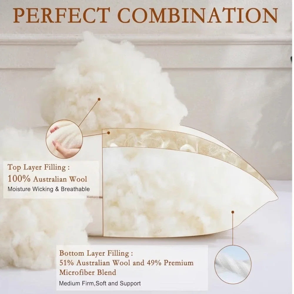YOUR MOON Organic Standard Size Australian Wool Pillow
